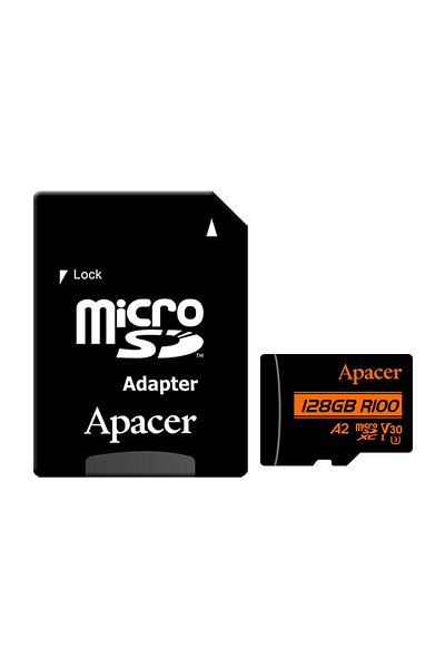 Apacer MicroSDXC card 128 GB, UHS-I U3, V30, A2, Apacer R100, with SD adapter