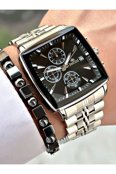 Bentini Men's Wristwatch – Multifunctional, Waterproof, Steel Band, 2 Years Warranty + Bracelet Gift
