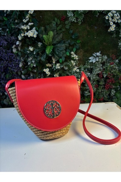 MaVaux Lara Leather Stylish Design Accessory Detailed Straw, Front Detailed Crossbody Bag, Casual Style