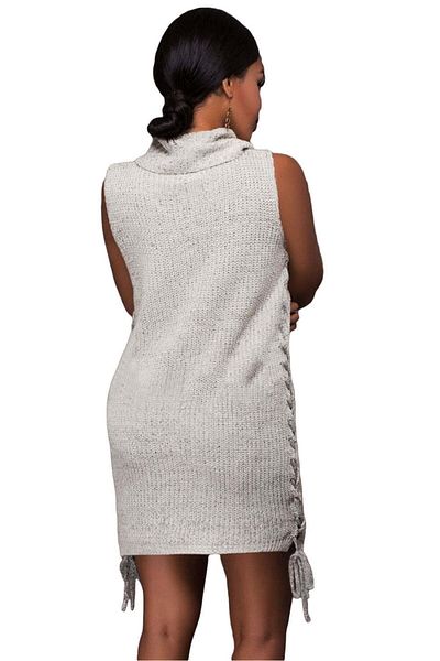 WildFashion Short knitted sweater style dress with high collar H524-18