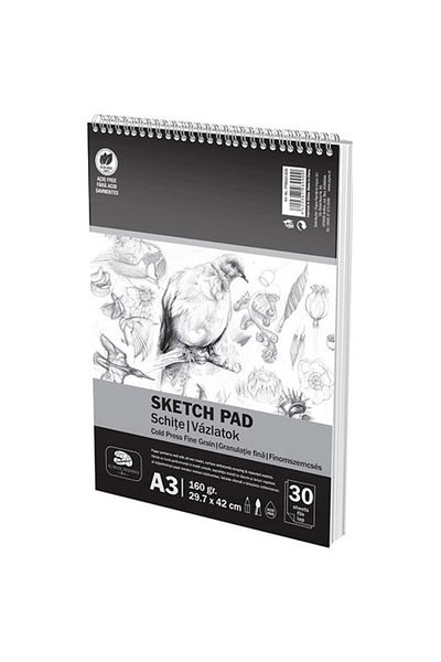 OEM Drawing Pad Spiral, A3, Sketch, 160g, 30 Sheets, Pigna