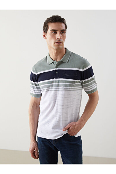 LC Waikiki تي شيرت LCWAIKIKI كلاسيكي بياقة بولو مخططة للرجال (S5)