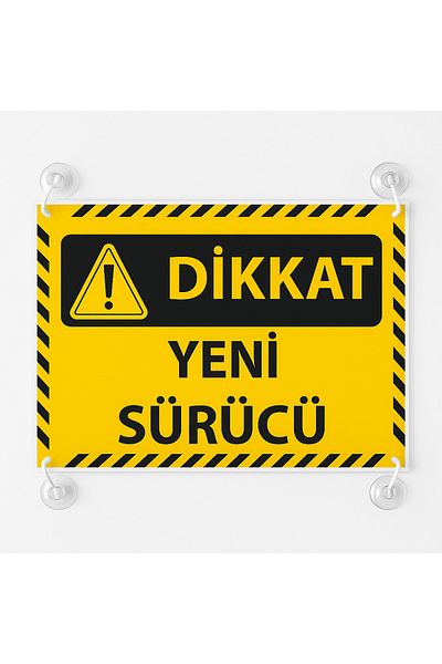 Ithink Yellow Black Color Attention New Driver Written Car Glass Auto Accessory with Hanger Suction Cup