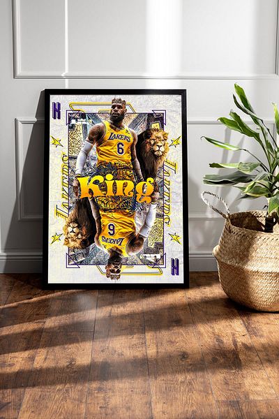 Saturn Lebron James Framed Painting - Basketball Nba Poster Painting
