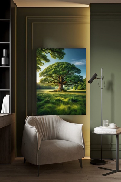 özkacar TABLIE PE PÂNZĂ CU ARBORELE VERDE MARE AL PĂDURELUI, DECOR DE PERETE ...