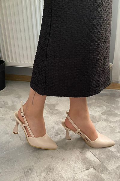 Preshley Pantofi de damă Natali 9 Cream Skin Cm Tocuri Toc cu cataramă cu stâlp deschis