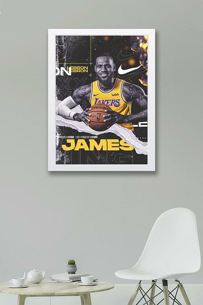 Saturn Lebron James Framed Painting - Basketball Nba Poster Painting
