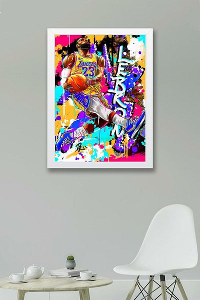 Saturn Lebron James Framed Painting - Basketball Nba Poster Painting