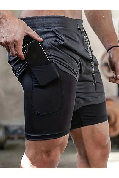 Karatopak Men's Quick Dry Feature Training Astroturf Fitness Short Leggings Sports Shorts