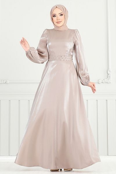 ModaMerve Belted Hijab Evening Dress 2330Ant904-M Vision