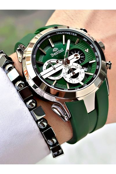 Bentini Men's Wristwatch – Multifunctional, Waterproof, Silicone Cord, 2-Year Warranty, Wristband Gift