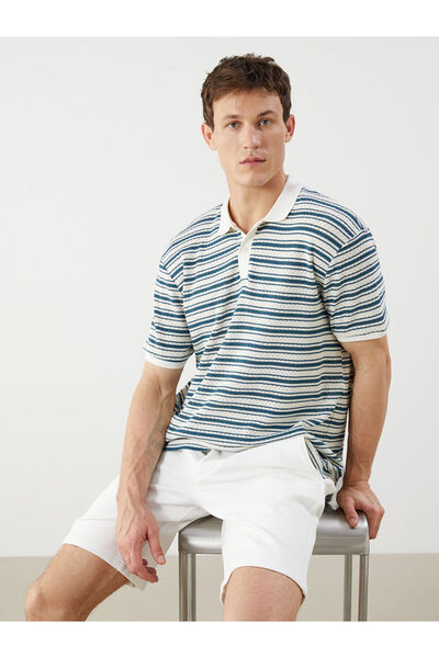 LC Waikiki Peak New Season Polo Neck Striped Men's T-Shirt