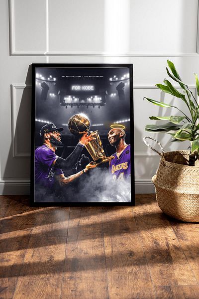 Saturn Lebron James Kobe Bryant Framed Painting - Basketball Nba Poster Painting