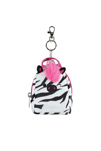 DIFUZED Mini backpack keychain, Squishmallows, Tracey zebra, pink hair design, 11x9x5 cm, Difuzed brand