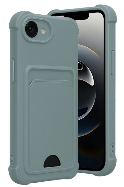 m.tk moveteck iPhone 16e Kılıf Kamera Ve Köşe Korumalı Kartlıklı Cüzdanlı Yumuşak Silikon Kartvizit Bölmeli Kapak