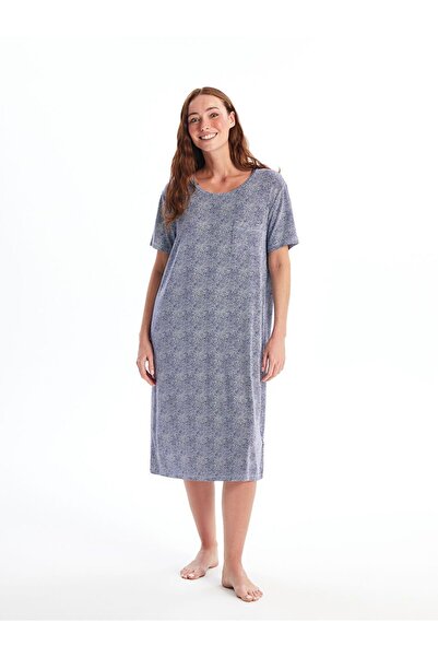 LC Waikiki Cămașă de noapte pentru femei cu mâneci scurte cu model violet