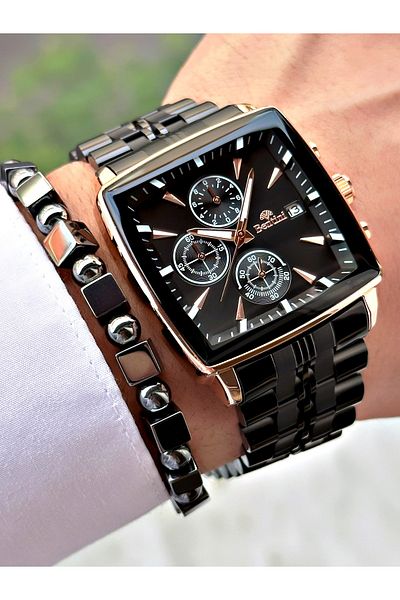 Bentini Men's Wristwatch – Multifunctional, Waterproof, Steel Band, 2 Years Warranty + Bracelet Gift