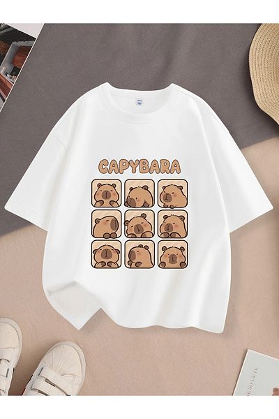 Touz Moda Tricou oversize unisex Capybara Kids Design