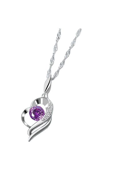 OEM LĂNȚIȘOR ȘI PANDANTIV INIMIOARĂ DIN ARGINT 925 ȘI DIAMANT ZIRCONIU VIOLET