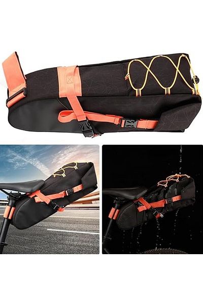 zola Geanta bicicleta, montare sub sa, capacitate 10 l, impermeabila, 43 x 15 x 14 cm, neagru/portocaliu
