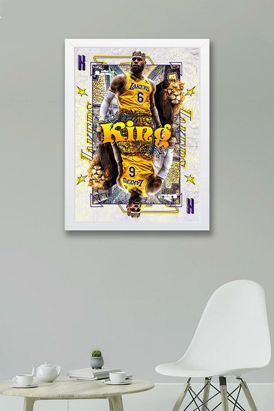 Saturn Lebron James Framed Painting - Basketball Nba Poster Painting