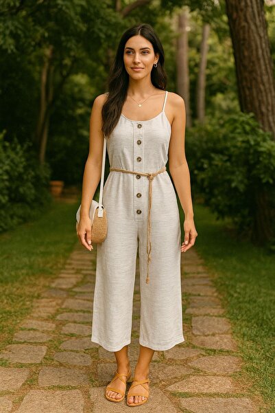 bunubanayolla Askılı Düğmeli Bej Tulum