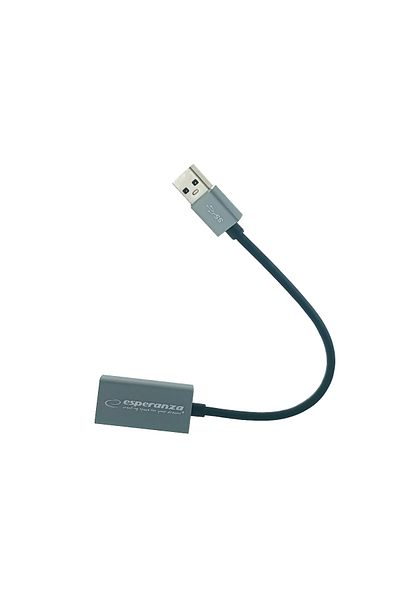 ESPERANZA 95883 Gigabit Ethernet network card, USB 3.0 to RJ-45, 18 cm cable, gray
