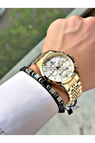 Bentini Men's Wristwatch – Multifunctional, Waterproof, Steel Band, 2 Years Warranty + Bracelet Gift