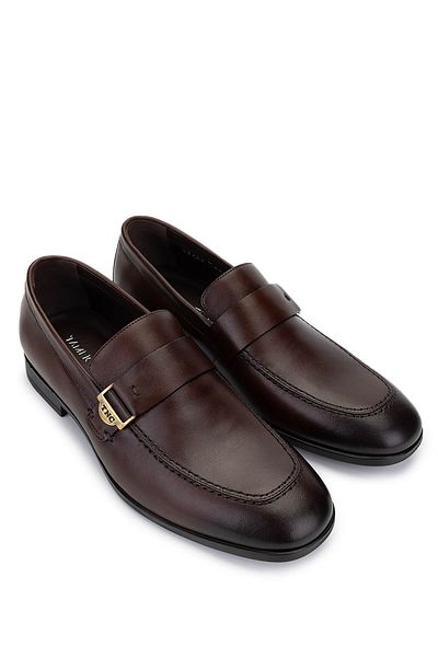 Tamer Tanca Men's Genuine Leather Brown Classic Shoes