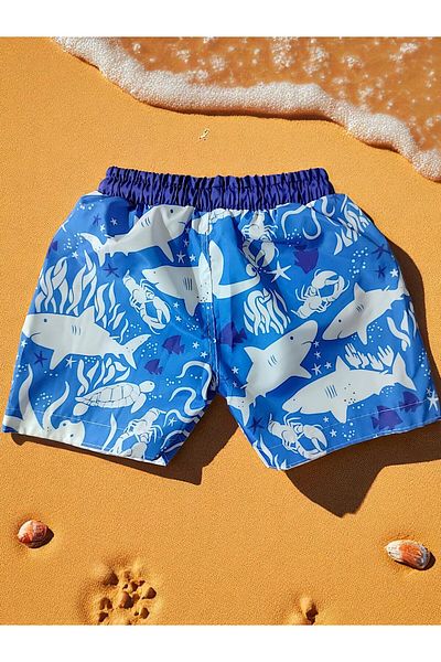 MİLAYS LİFE HOME COLLECTİON Pantaloni scurți pentru băieți, cu imprimeu colorat, cu șireturi, cu plasă de plasă în interior, pentru mare și piscină