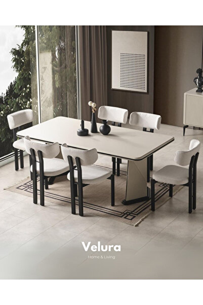 Velura Home & Living Venti Siyah Yemek Odası Takımı (Yemek Masası + 4 Adet Sa...