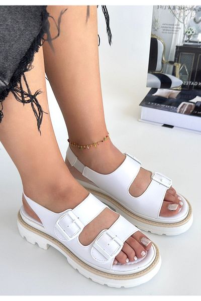 Zerenyus Sandale Milta White Summer cu talpă groasă