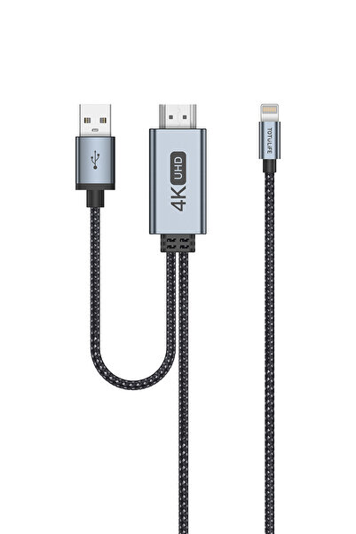 Totulife كابل NYLO Series HDMI إلى Lightning بطول 2 متر للشحن والمزامنة وبث ا...