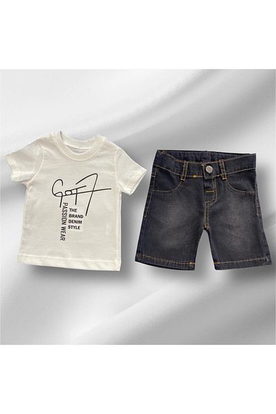 BİGÜMEX Boy's Summer Suit with Denim Shorts