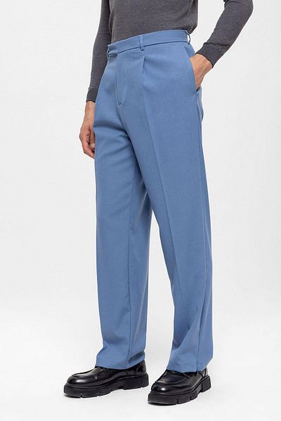 Antioch Blue High Waist Leg Zipper Men's Trousers