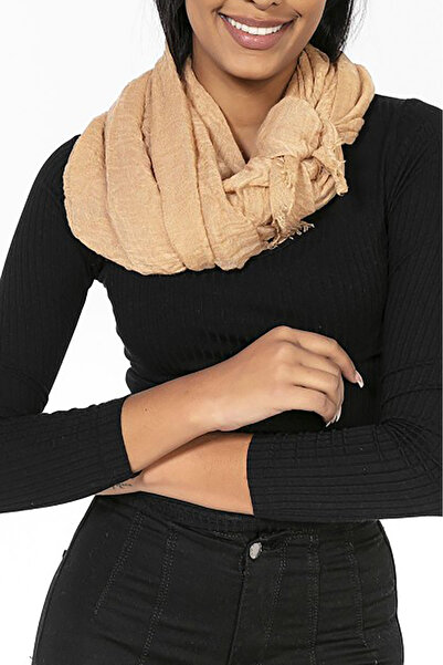 Neşeli Butik Women Camel Muslin Fabric Shawl Pareo Nbmht02