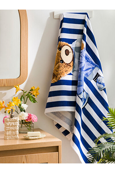 LC Waikiki NEVAVM Farkıyla LCW HOME Πετσέτα θαλάσσης με στάμπα αρκουδάκι 70x1...