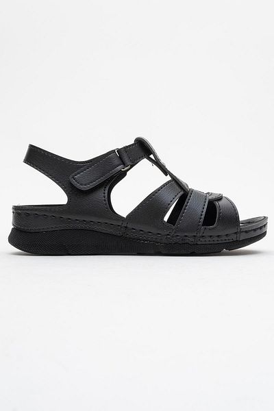 CCWAY AYAKKABI Women's Velcro Sandals Black