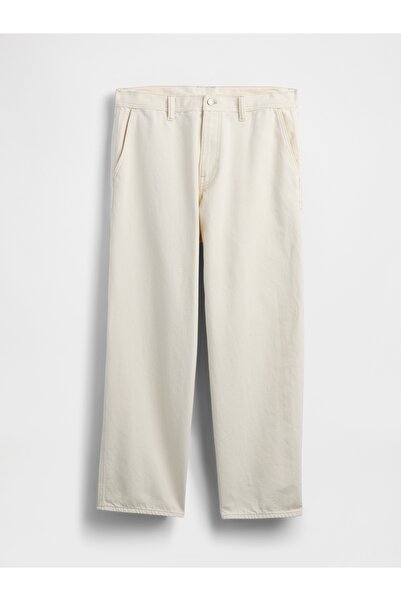 GAP Erkek Kırık Beyaz Baggy Carpenter Jean Pantolon