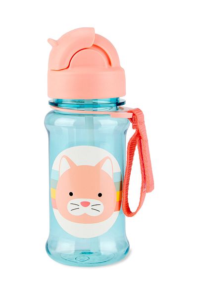 Skip Hop Zoo Tritan Water Bottle with Straw Cat