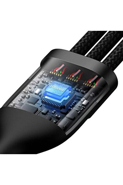 Baseus 3in1 USB to Type-C, Lightning, Micro-USB Charging / Data Cable, 100W, 1.5m, Flash Series 2, Black