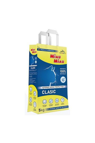 MIAU MIAU Κλασική, άοσμη, υγιεινή άμμος για γάτες, 5 κιλά