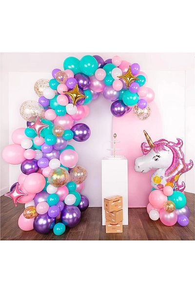 Baloane Vesele Unicorn Balloon Arch Baptism Birthday Girl 160 Pieces ARC94
