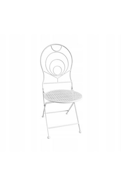 SERSIMO Elba Metal Garden Furniture Set, 2 Folding Chairs, 1 Table, White