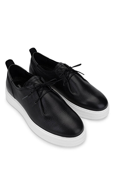 Tamer Tanca Erkek Hakiki Deri Siyah Casual Ayakkabı