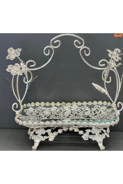 BİEV GVN CAMLI METAL SEPETLİ SUNUMLUK & ŞEKERLİK