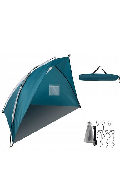 zola Blue beach tent, side windows, storage bag, ground pegs, 220x120x120cm