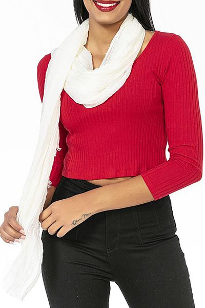 Neşeli Butik Women's Ecru Muslin Fabric Shawl Pareo Nbmht02