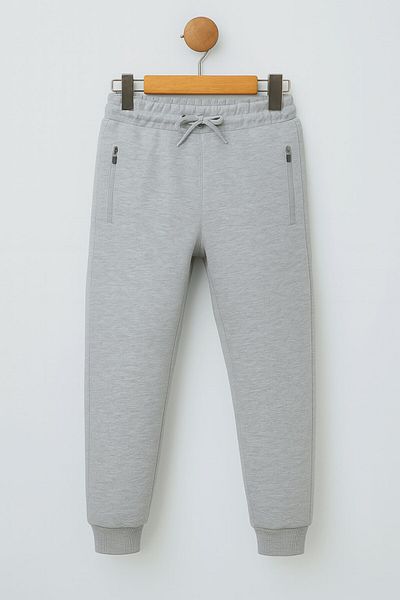 Ege Bebek Pantaloni de sport Jogger din bumbac pentru băieți – cu buzunar cu fermoar și șnur |   Partea inferioară sport confortabilă 2 fire pentru școală