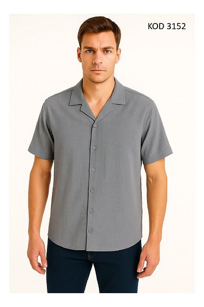 Duss Men's Short Sleeve Muslin Shirt